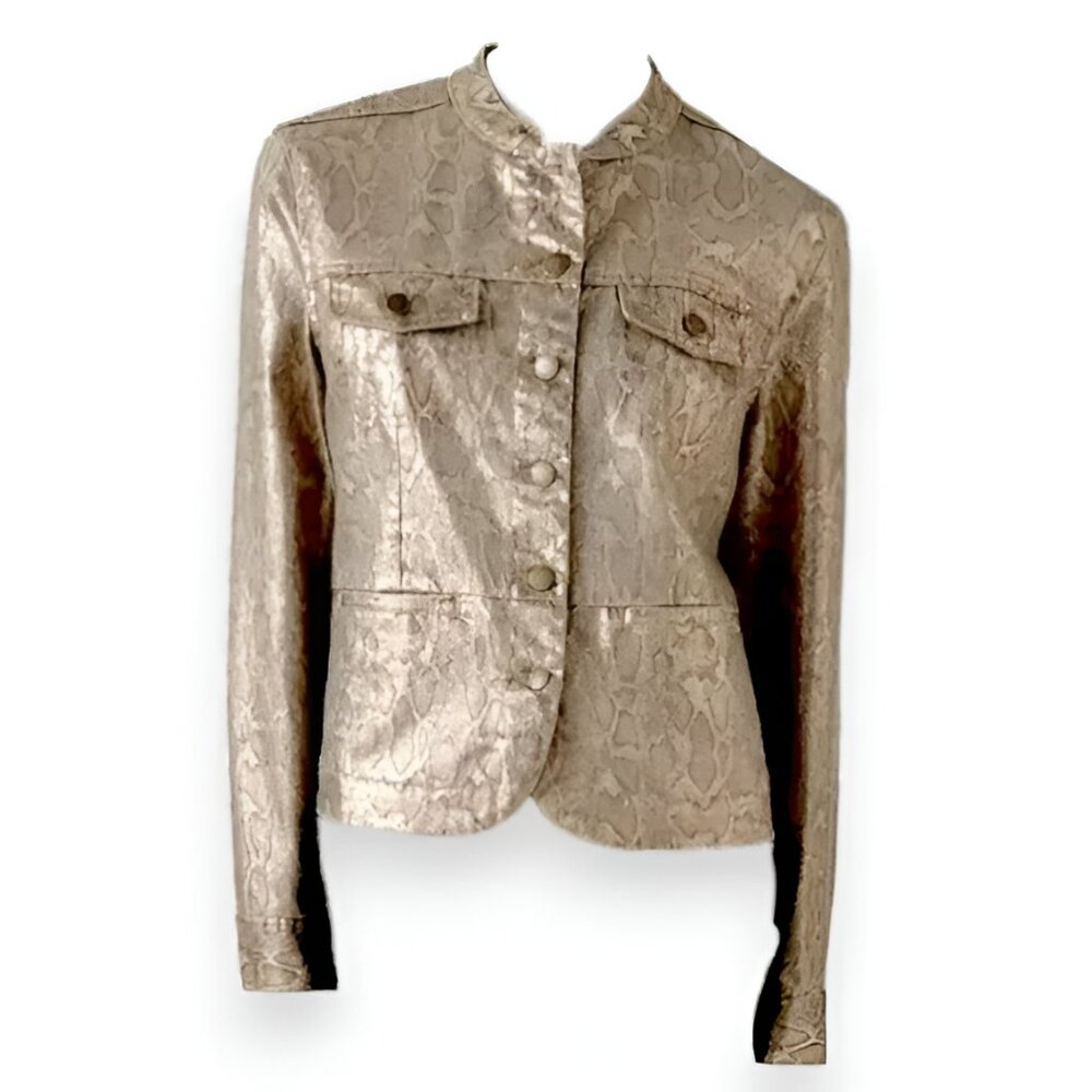 Nwt Dana Buchman Snakeskin Python Metallic Tan Go… - image 2